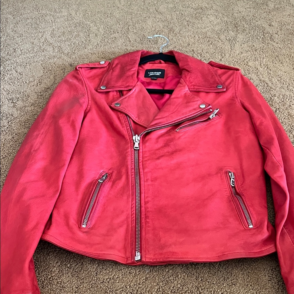 Lamarque Vibrant Red Leather Jacket
